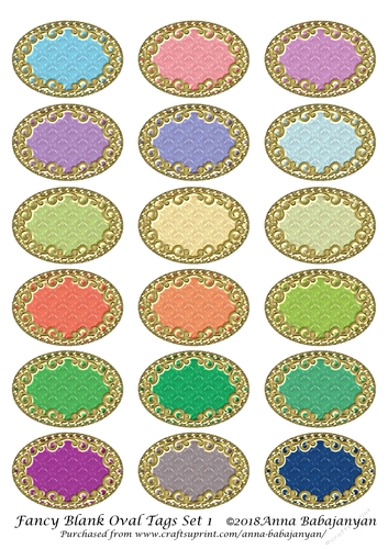 Fancy Blank Oval Tags Set 1