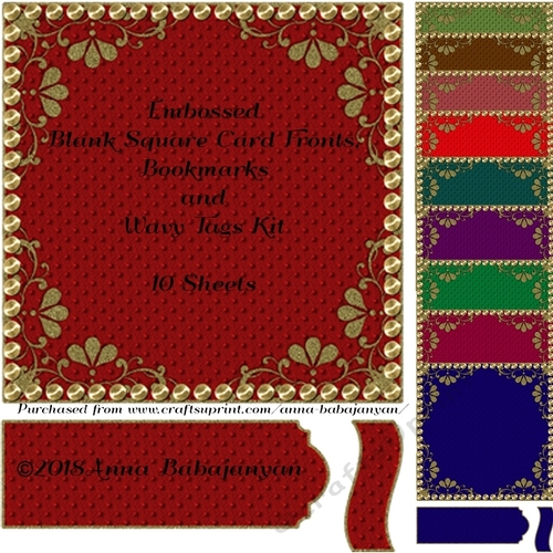 Embossed Blank Square Card Fronts Bookmarks and Wavy Tags Kit