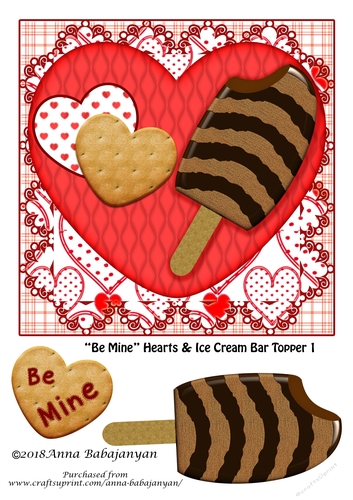Be Mine Hearts & Ice Cream Bar Topper 1