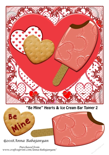 Be Mine Hearts & Ice Cream Bar Topper 2