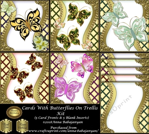Cards With Butterflies On Trellis Kit