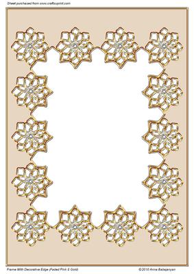 A4 Frame with Decorative Edge (faded Pink & Gold)