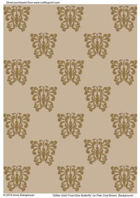 Glitter Gold Frost-dew Butterfly on Pale Cool Brown