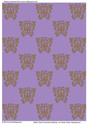 Glitter Gold Frost-dew Butterfly on Pastel Violet