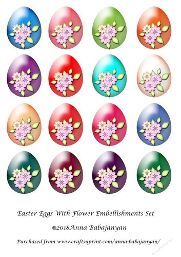 Easter Eggs With Flower Embellishments Set