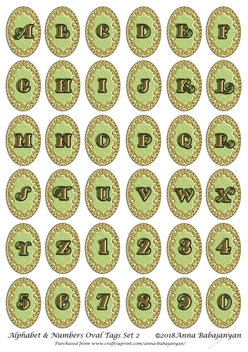 Alphabet & Numbers Oval Tags Set 2