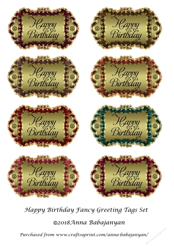 Happy Anniversary Fancy Greeting Tags Set