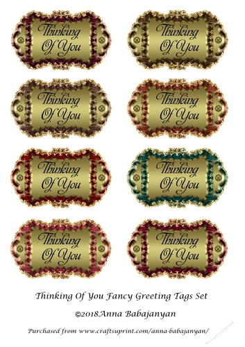 Thinking Of You Fancy Greeting Tags Set