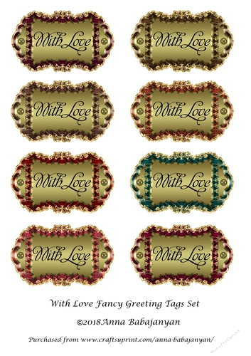 With Love Fancy Greeting Tags Set