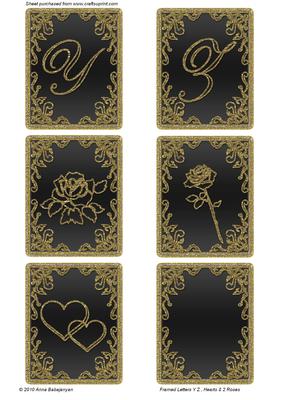 Framed Letters Y, Z ,hearts and 2 Roses