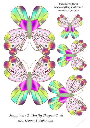Happiness Butterfly Shaped Card