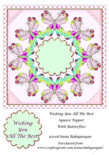 Wishing You All The Best Square Topper With Butterflies