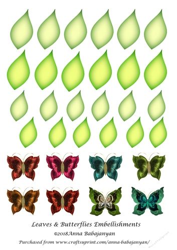 Leaves & Butterflies Embellishments