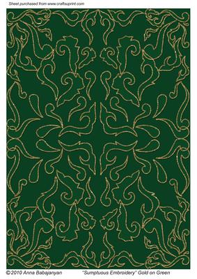 Sumptuous Embroidery Gold on Green