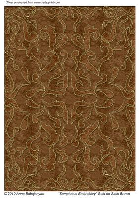 Sumptuous Embroidery Gold on Satin Brown