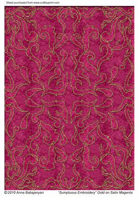 Sumptuous Embroidery Gold on Satin Magenta