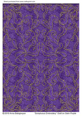 Sumptuous Embroidery Gold on Satin Purple