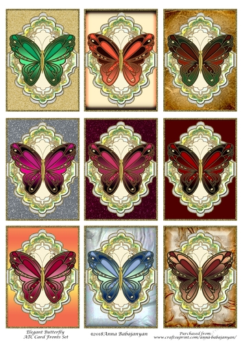 Elegant Butterfly ATC Card Fronts Set