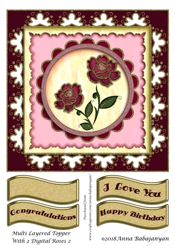 Multi Layered Topper With 2 Digital Roses 2