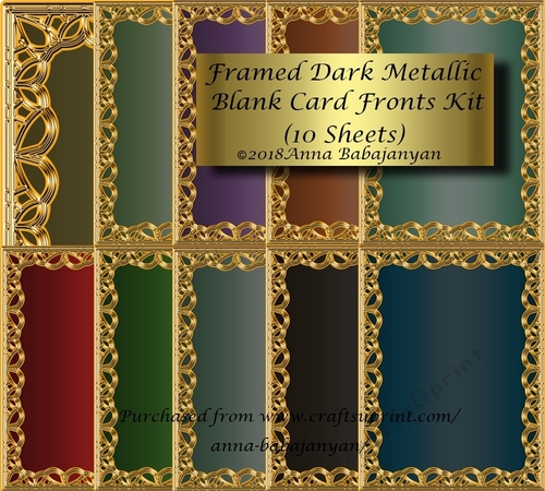 Framed Dark Metallic Blank Card Fronts Kit