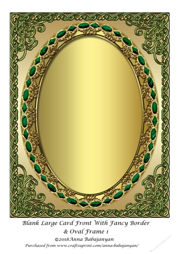 Blank Large Card Front With Fancy Border & Oval Frame 1