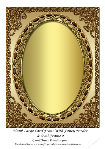 Blank Large Card Front With Fancy Border & Oval Frame 2