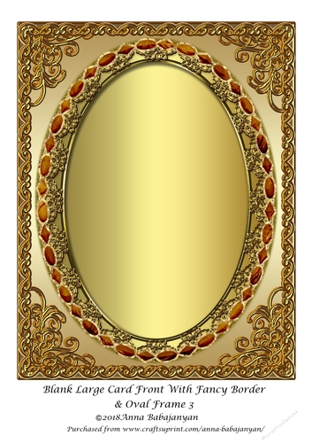 Blank Large Card Front With Fancy Border & Oval Frame 3