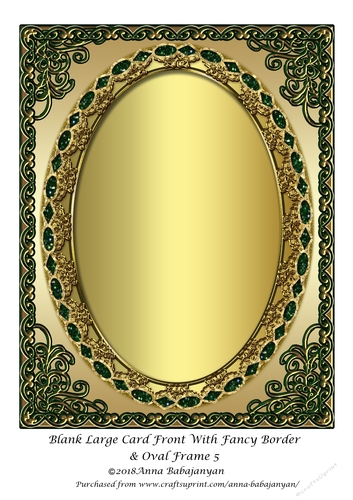 Blank Large Card Front With Fancy Border & Oval Frame 5