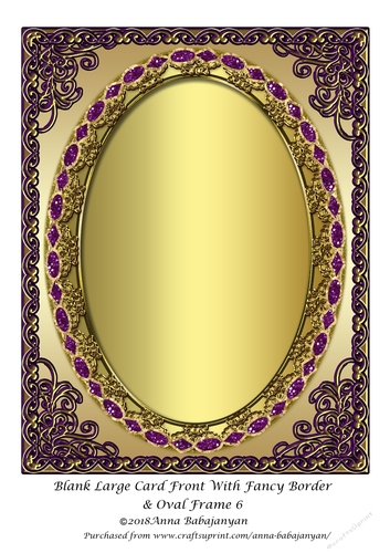 Blank Large Card Front With Fancy Border & Oval Frame 6