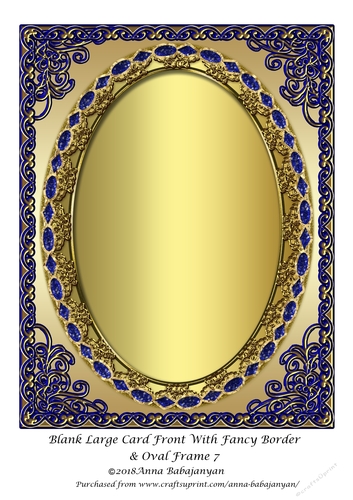 Blank Large Card Front With Fancy Border & Oval Frame 7