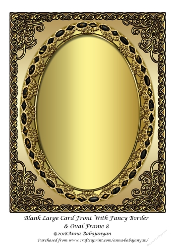Blank Large Card Front With Fancy Border & Oval Frame 8