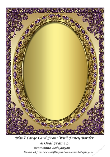 Blank Large Card Front With Fancy Border & Oval Frame 9