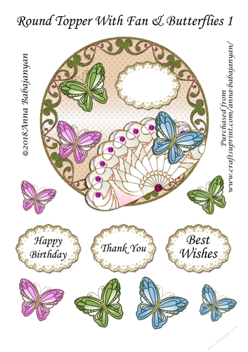 Round Topper With Fan & Butterflies 1