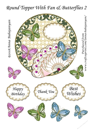Round Topper With Fan & Butterflies 2