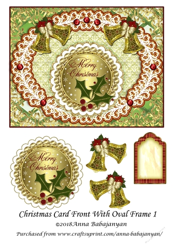 Christmas Card Front With Oval Frame 1