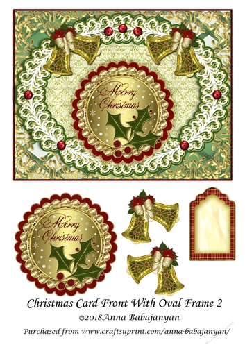 Christmas Card Front With Oval Frame 2