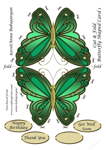 Cut & Fold Butterfly Shaped Card 1