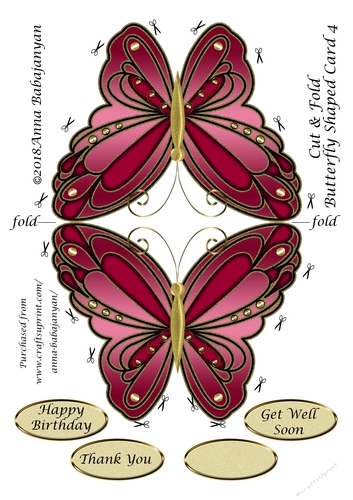 Cut & Fold Butterfly Shaped Card 4