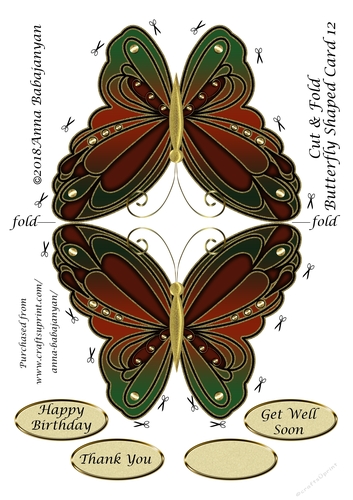 Cut & Fold Butterfly Shaped Card 12