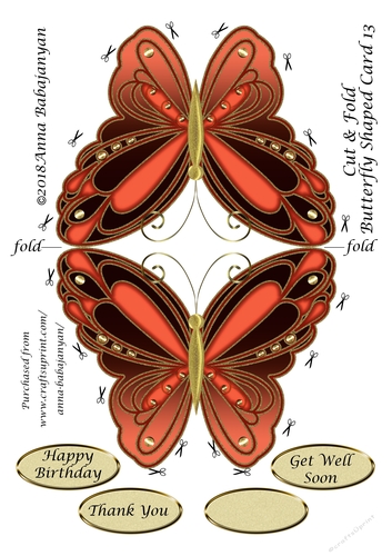 Cut & Fold Butterfly Shaped Card 13