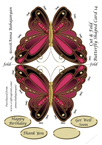 Cut & Fold Butterfly Shaped Card 14
