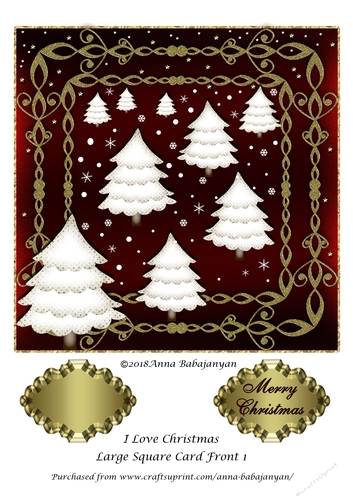 I Love Christmas Large Square Card Front 1