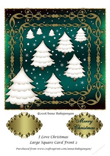 I Love Christmas Large Square Card Front 2