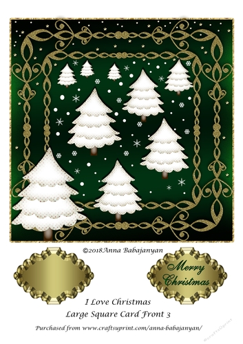 I Love Christmas Large Square Card Front 3