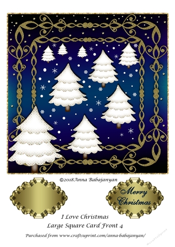 I Love Christmas Large Square Card Front 4