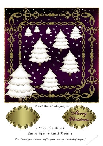 I Love Christmas Large Square Card Front 5