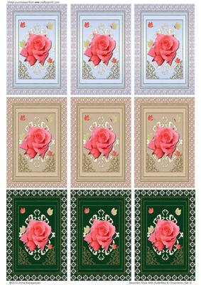 Beautiful Rose with Butterflies & Ornaments (atc Set 3)