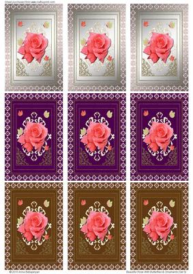 Beautiful Rose with Butterflies & Ornaments (atc Set 5)