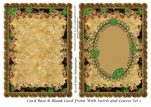 Card Base & Blank Card Front With Swirls and Leaves Set 1