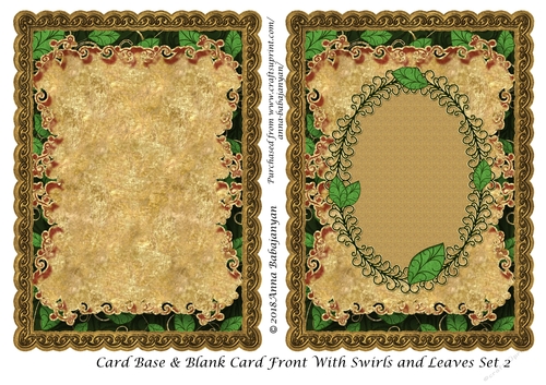 Card Base & Blank Card Front With Swirls and Leaves Set 2